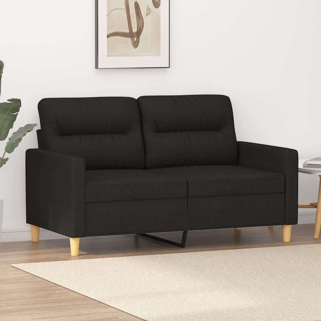 Divano a 2 posti, nero, 120 cm, in tessuto, per soggiorno, camera da letto, camera degli ospiti