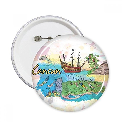Cadeau Mexique Cancun lot de 5 broches aquarelle pour fans de voyage