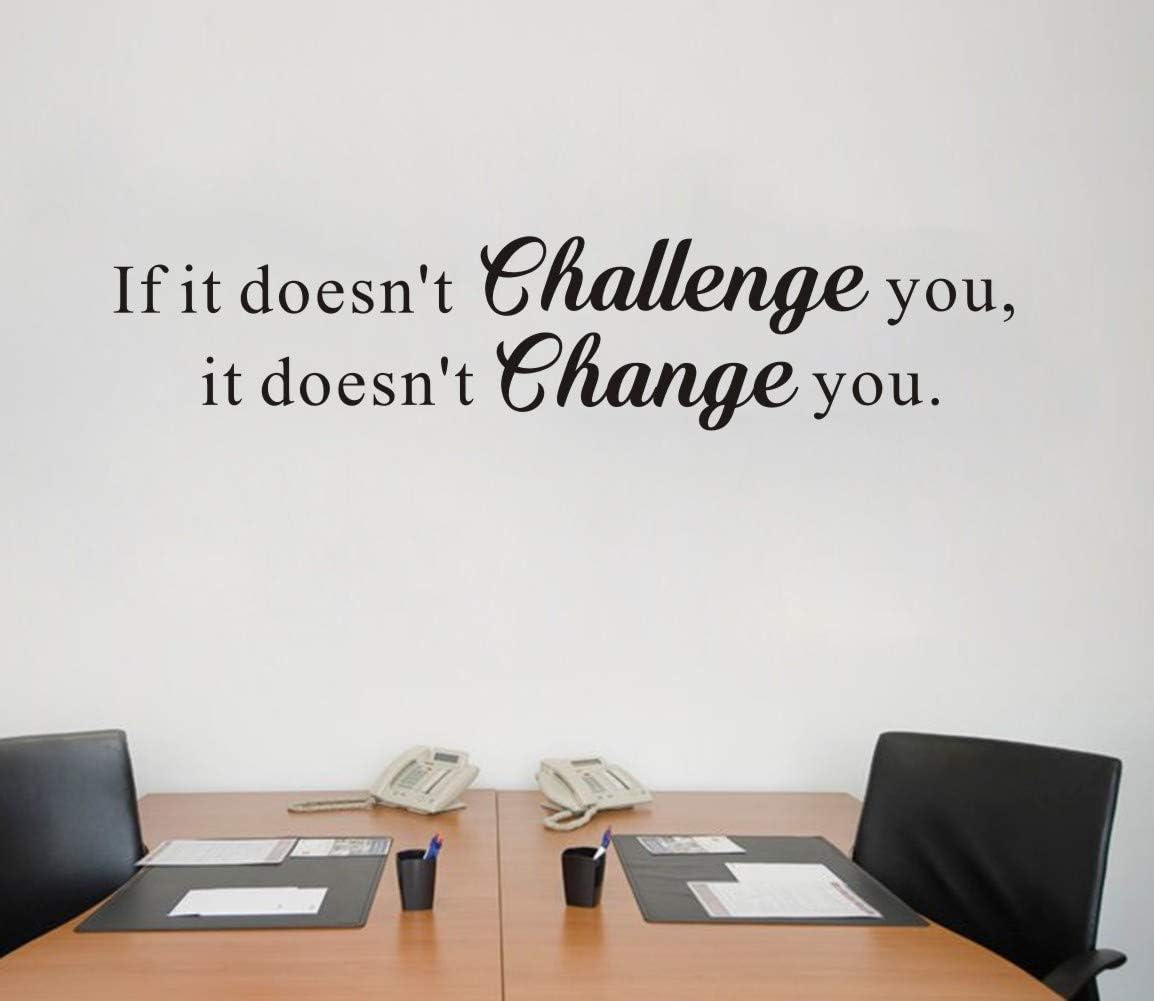 IARTTOP If it Doesn't Challenge You,it Doesn't Change You Mural Inspirational Quote Vinyl Letters&Sayings Gym Workout Motivational Art Decal,(Black) Words Wall Sticker,Excellent Gift