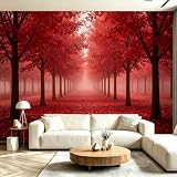 3D Fotomurale Murales Foglia D'acero Carta da Parati Panoramica 200x140 cm Albero di Acero Rosso Fotomurali Tessuto Non Tessuto Decorazione Parete Poster Camere da Letto Pareti Murale M.543
