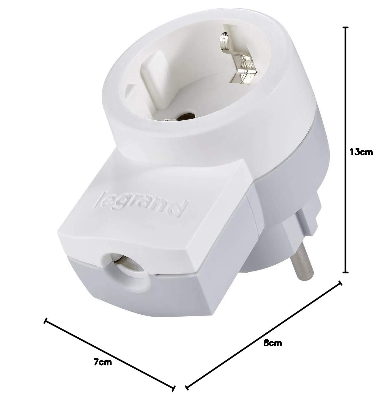 Legrand 050462 Wtyczka ze Stykiem Ochronnym z Gniazdkiem, Biała/Szara, 16A/230V