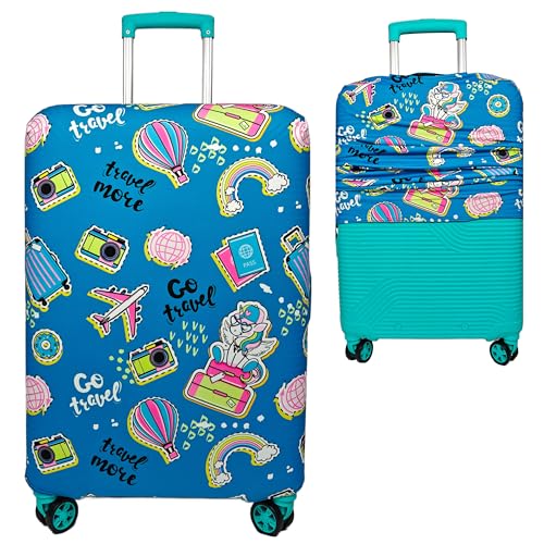 Image of Printed Luggage Cover for Traveling Bag & Suitcase - Stretchable & Scratchproof Trolley Protector with Velcro Lock & Lightweight Washable Material(Suitcase Bag Not Included, Only Cover in Product)