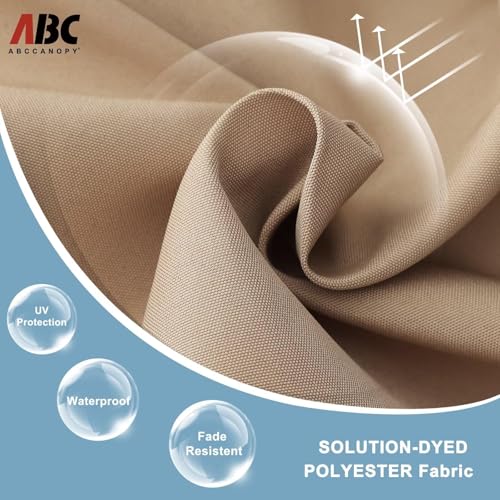 Image of ABCCANOPY Outdoor 11FT Solar Led Patio Umbrellas with 32LED Lights (Tan)