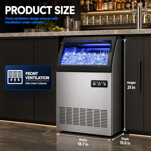Fabricadora de hielo comercial 260 lbs/24h con depósito 35 lbs miniatura 7
