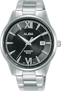 البا ساعة انالوج بعقارب ستانلس ستيل للرجال من برستيج AS9N75X، اسود/فضي