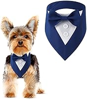 Vista 8 de Bandana de boda para perro, collar formal de esmoquin ajustable para perro con lazo, ropa de boda pequeña, mediana y grande, regalos de cumpleaños