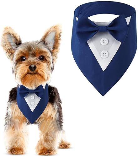 DOGTACT Bandana de boda para perro, collar formal de esmoquin ajustable para perro con lazo, ropa de boda para perros pequeños, medianos y grandes,