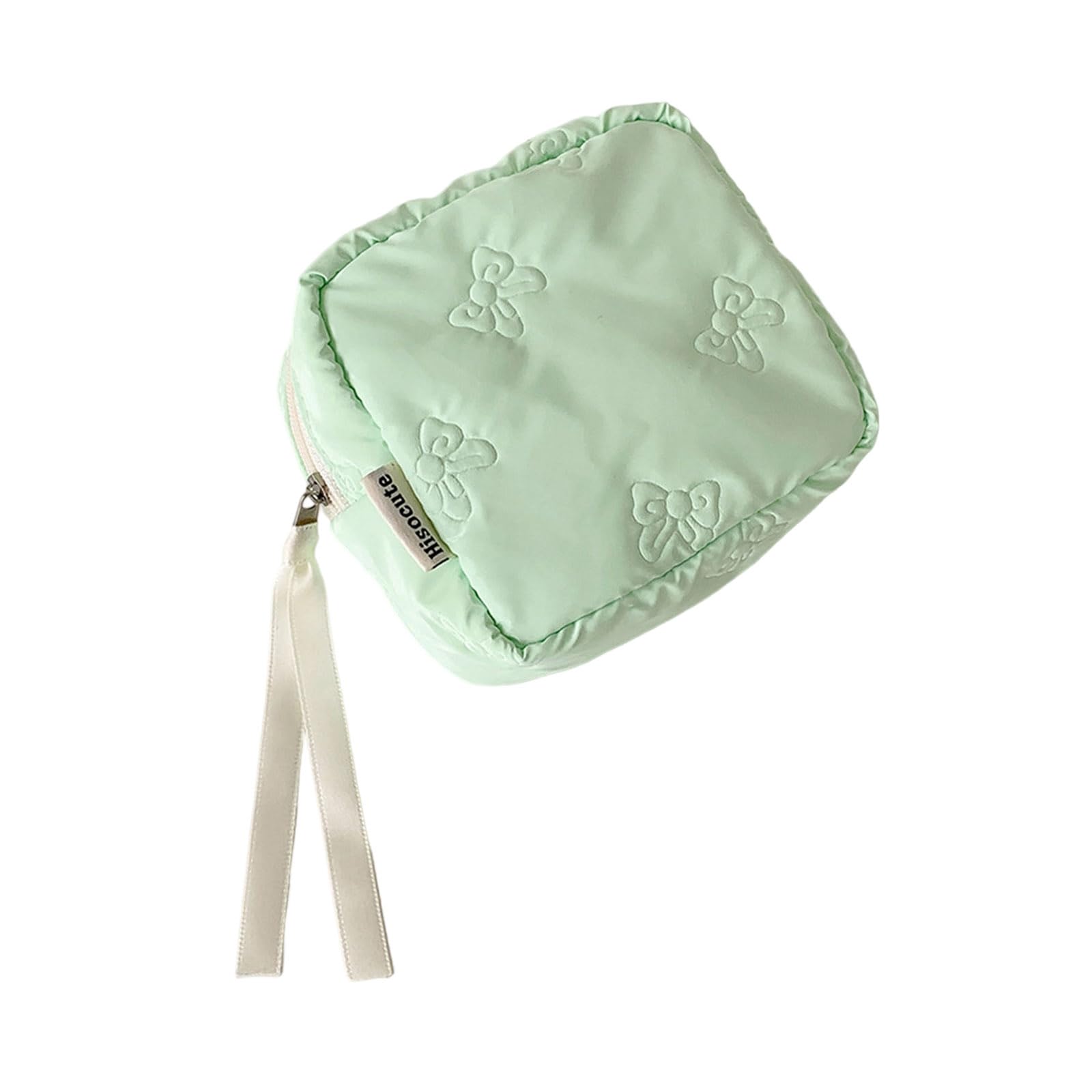 Kalttoy Green Bowknot Designs Foldable Organizers Bag Multifunctional Travel Toiletry Case Personalize Item Container Stylish Bowknot Cosmetic Case Polyester Makeup With Water-Resistant Portable Design