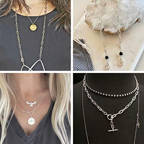 Zziko 32.8 Feet Silver Stainless Steel Chain Bulk Flat Paperclip Link Chains 10X5Mm Silver Necklace Chain With Jump Rings Lobster Clasps Oval Cable Chains For Diy Jewelry Making #TOP6