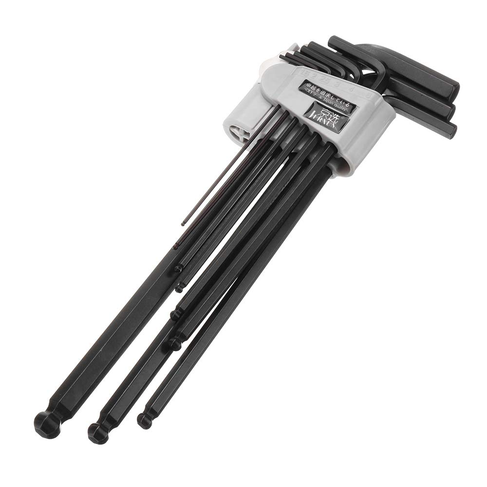 Jerxun 9Pcs 1.5-10Mm Cr-V Cabeza De Bola Allen Llave Set Multi-Function Hexagonal Interior Spanner Llave Allen