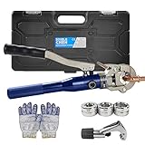 Hydraulic Copper Pipe Tube Fittings Crimping Tool with 1/2,3/4 and 1-inch Dies for ProPress Copper...
