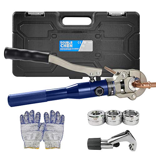 Hydraulic Copper Pipe Tube Fittings Crimping Tool with 1/2,3/4 and 1-inch Dies for ProPress Copper Pipe Fitting,Can't crimp Tee Fitting