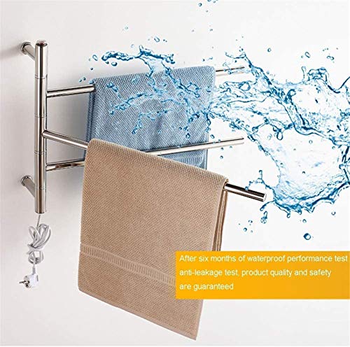 Toallero eléctrico calefactable giratorio inoxidable para pared de baño 3