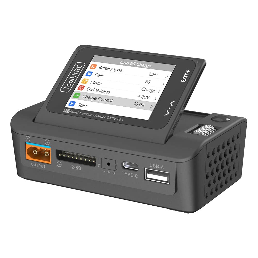 ToolkitRC M9 600W 20A 1-8S Multi-Function DC Smart Balance Charger w/Voice Alerts - 1.7 - Black