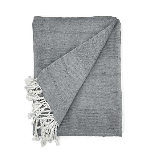 Cardenal Textil - Foulard Multiusos Peñíscola, Plaid para Cama, Manta para Cama, Cubre Sofá, Antracita, 130 x 180 cm