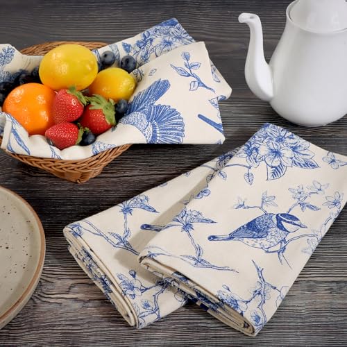 Image of FINGERCRAFT Kitchen Cloth 100% Soft High GSM Cotton Fabric Kitchen Towel, 20 x 30 Inches Perfect Size for Kitchen Uses, Set of 6, Multipurpose Use as Dish Towel, Bar Towel (Toile)