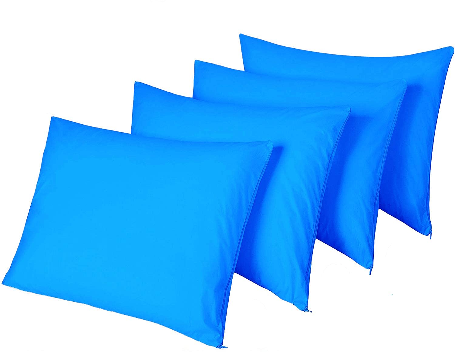 4 Pack Waterproof Pillow Protectors Standard 20x26 Inches ❤️Life Time Replacement❤️ Smooth Zipper Premium Encasement Covers Quiet Cases Set Navy Blue (Waterproof Jersey, Standard Navy Blue)