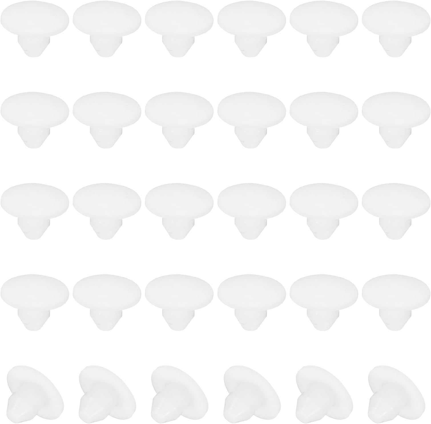 PATIKIL 4mm Diameter Silicone Round Snap, 40 Pcs in Type Locking Furniture Hole Plug Button Wide Edge Protective Cover Fit for 3.8-4.2mm Hole for Seal Bulkhead Cylinder, White