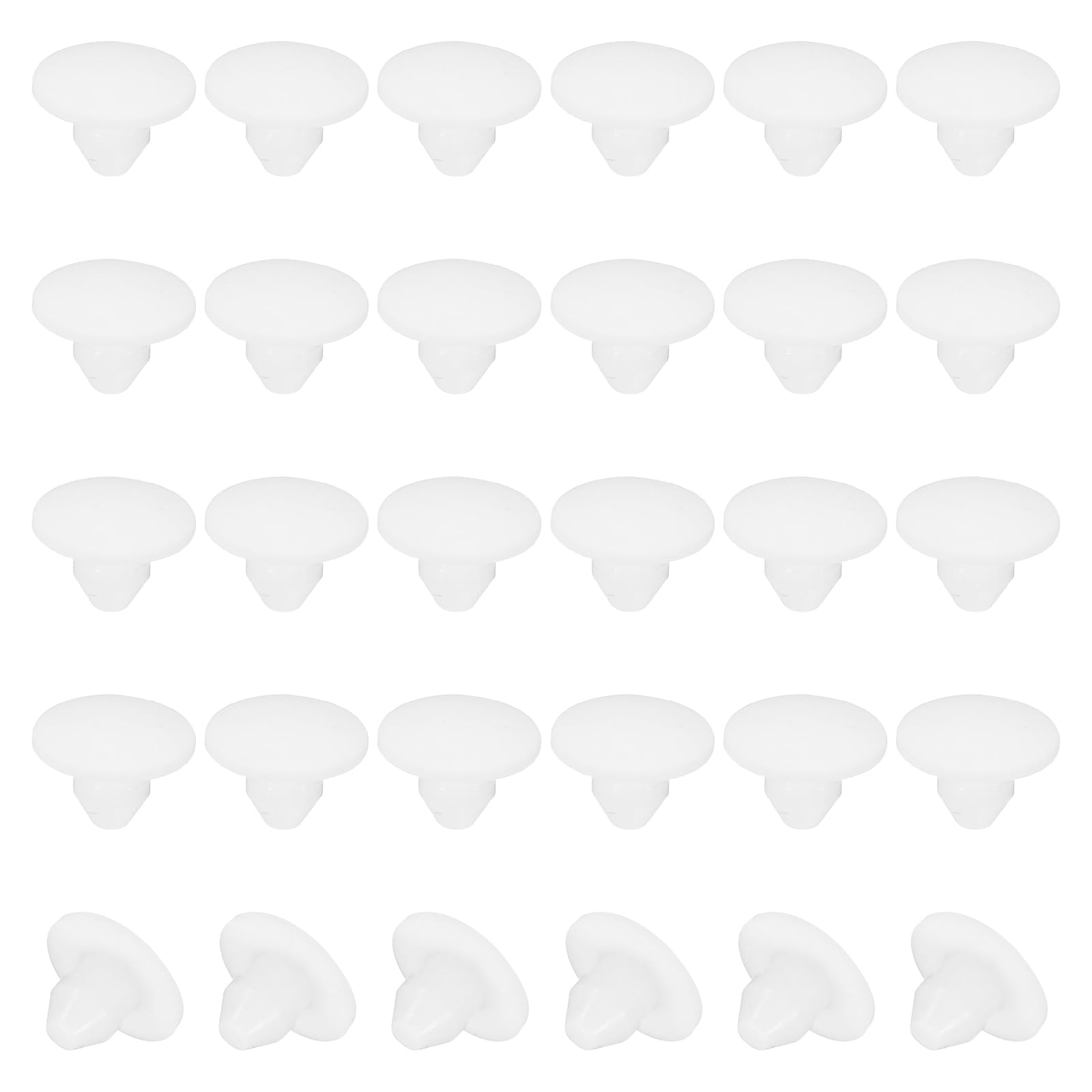 PATIKIL 4mm Diameter Silicone Round Snap, 40 Pcs in Type Locking Furniture Hole Plug Button Wide Edge Protective Cover Fit for 3.8-4.2mm Hole for Seal Bulkhead Cylinder, White