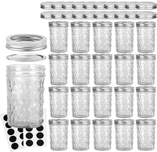 VERONES 20 Pack 8 OZ Mason Jars Jelly Jars with Regular Lids and Bands
