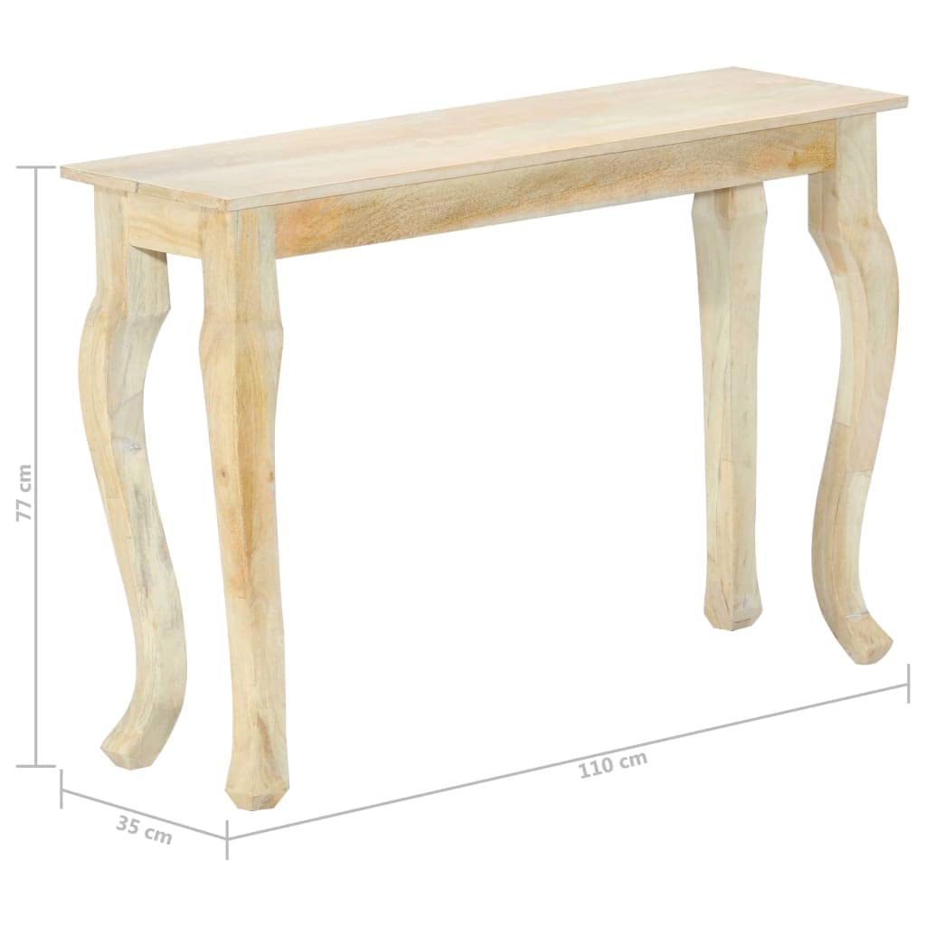 Mesa consola de 110 x 35 x 77 cm, madera maciza de mango, mesa auxiliar clásica con líneas curvas, elegante mesa de pasillo de madera de mango resistente para salón y vestíbulo