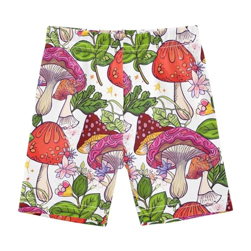 Mushroom Fall Floral Girls Bike Shorts Toddler Under Dress Dance Shorts Girl Clothes for Girls 4-10,4T