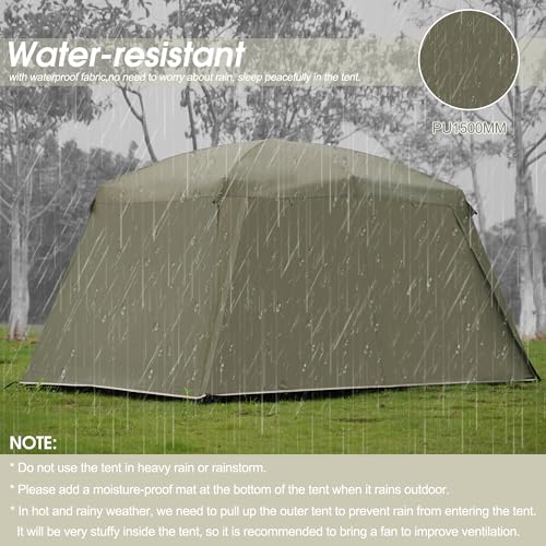 Image of Vidalido 4-6 Person Camping Tent with 3 Door 2 Room Large Family Cabin Tents, Double Layer Waterproof Portable Glamping Tent, Big Tents for Outdoor Camping Hiking and Backpacking