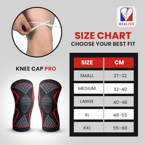 Image of Knee Cap Pro | Pain Relief Knee Braces Pair for Men & Women | Advanced 3D Knitting Compression | Ideal for Gym, Sports, Workouts, Running & Cycling | M