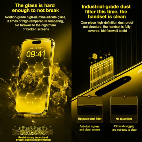 Image of Speaker Mesh Dust Filter Privacy Tempered Glass for iPhone 15 /16 (6.1 Inch) | Anti Spy | 9H Hardness | Anti Scratch | Bubble Free & Easy Installation | 1 Pack