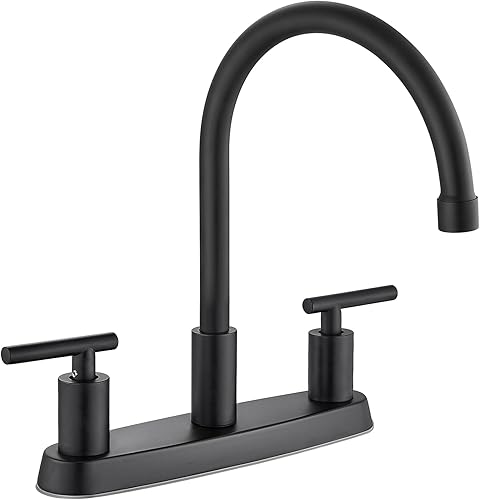 Miniatura 1 de Grifos de cocina para fregadero de 3 agujeros, arco alto con boquilla giratoria de 360, grifo de fregadero de cocina de 2 manijas de 8 pulgadas con
