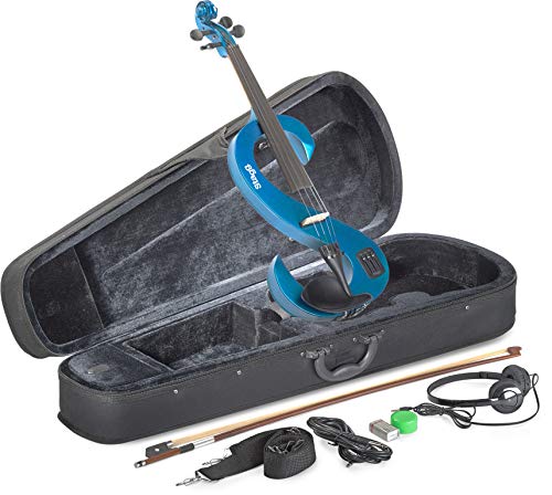 Stagg Full Size 4/4 Electric Silent Violin Set with Bow, Hard Case