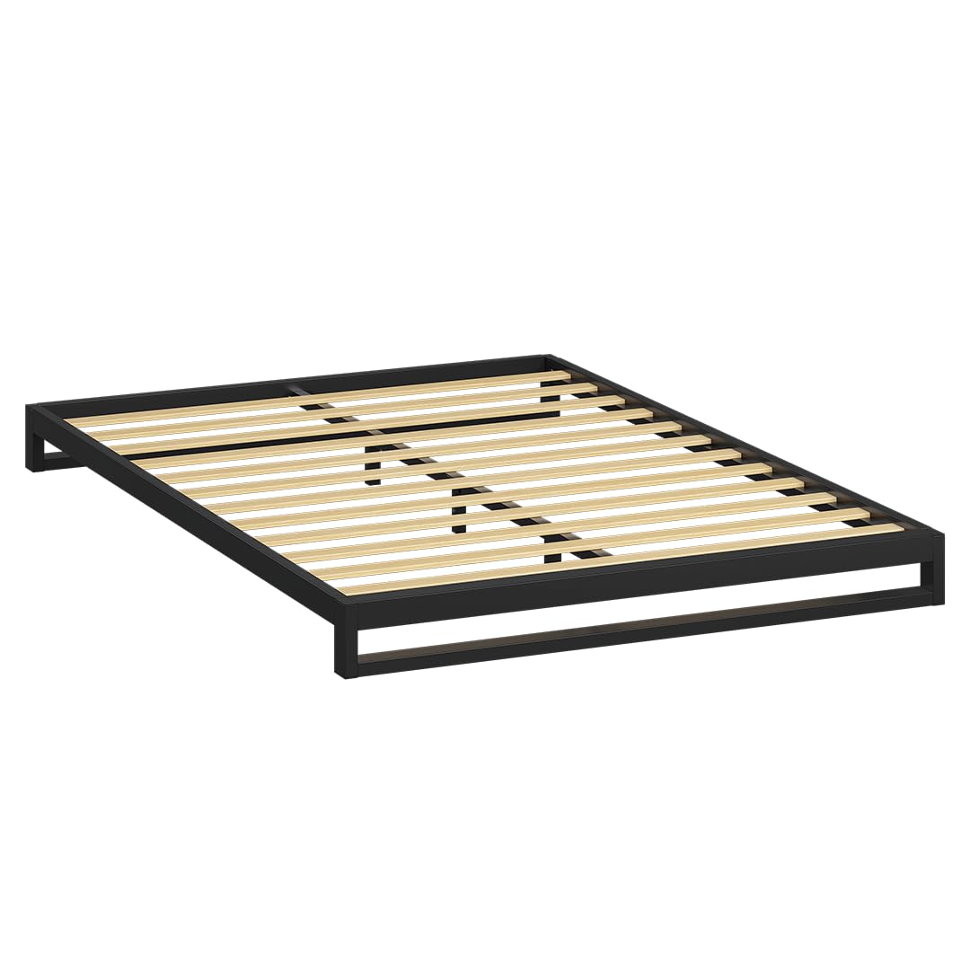 skølm Vidar Metallbett 140x200 cm – Bett aus Metall mit Lattenrost – stabiles Metall Bettgestell Schwarz – Bettrahmen geeignet als Doppelbett – Doppelbettgestell 15 cm hoch – Gästebett