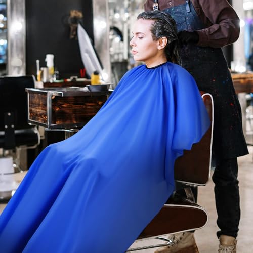 Capa de peluquería azul para adultos UKCOCO ligera y resistente al agua miniatura 5