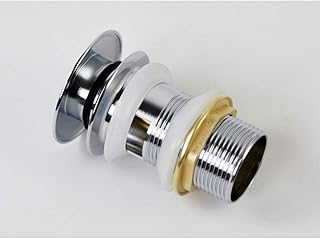 Basin Sink Waste Slotted Pop Up Click Clack Sprung Plug with Overflow for Bathroom Sink Tap Frap,Chrome