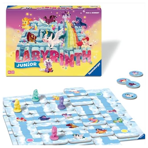 Ravensburger® 23046 - Einhorn Junior Labyrinth - Familienklassiker für die Kleinen, Spiel für Kinder ab 4 Jahren - Gesellschaftspiel geeignet für 2-4 Spieler, Junior-Ausgabe mit Einhorn-Thema