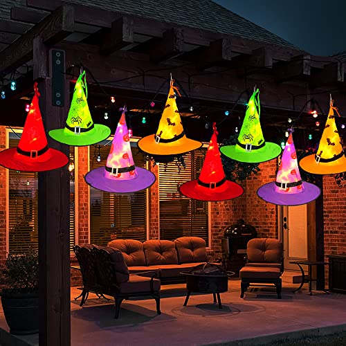 Halloween Witch Hat Lights Decoration Outdoor 8pcs Hanging Light - image 3