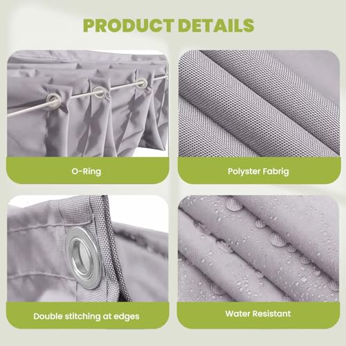 Voile d'ombrage rétractable gris clair 1,5x7m en polyester imperméable