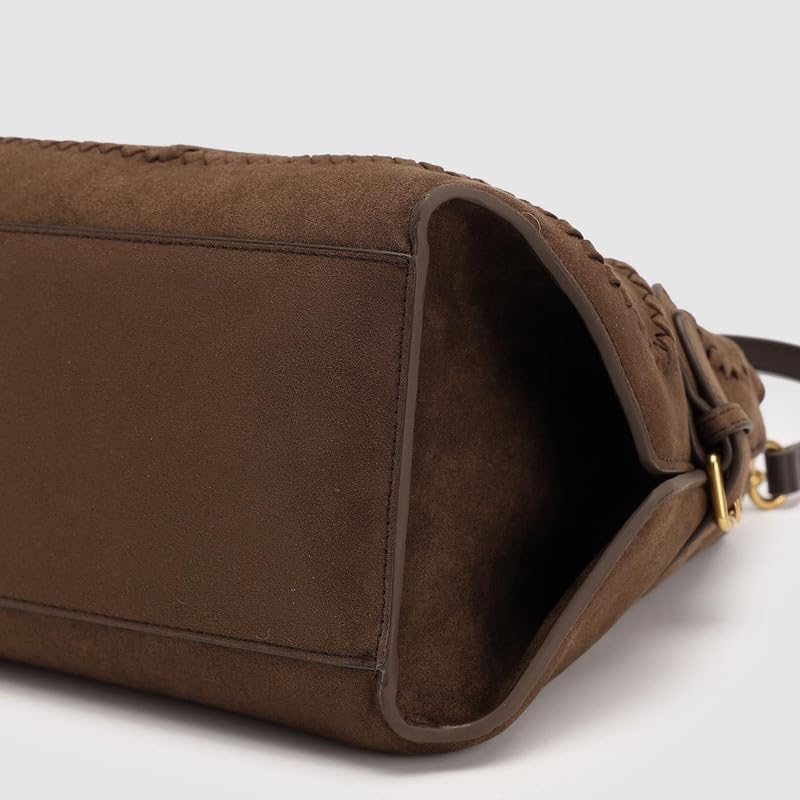 URBAN REVIVO Women's Suede Bucket Crossbody Bag – Retro Woven Top Handle Purse with Adjustable Strap, Spacious Vintage Handbag for Spring Outings, Gift - Image 8