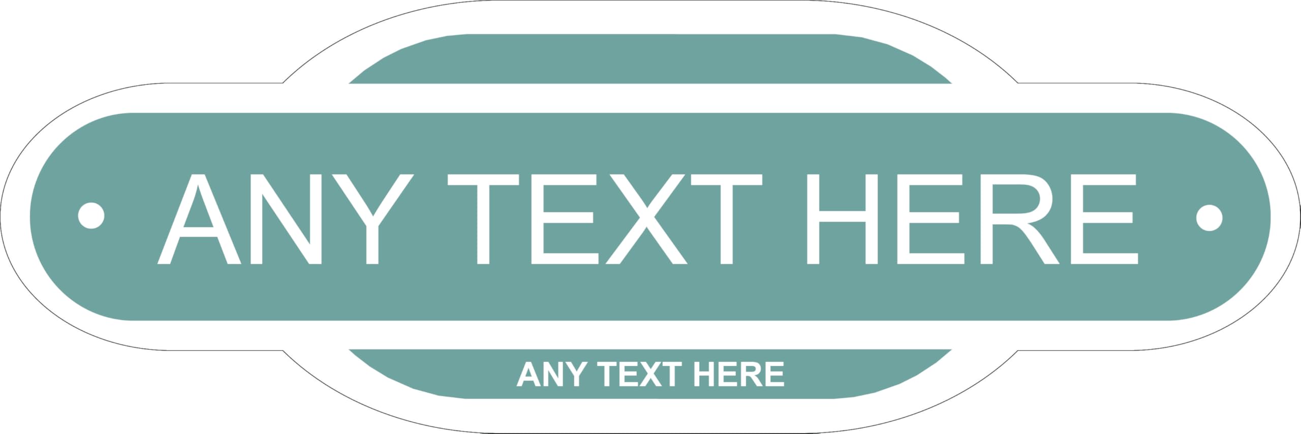 Personalised Printed Railway Style Sign Garden Street Man Cave Bedroom Kitchen Plaque Selection of Sizes & Colours (UV PRINTED) (Grey/Blue, Small 300 x 100mm)