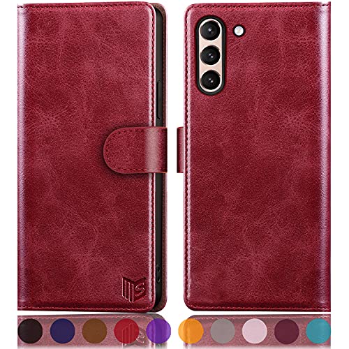 SUANPOT for Samsung Galaxy S21 6.2"(Non S21+) with RFID Blocking Leather Wallet case Credit Card Holder,Flip Folio Book Phone case Shockproof Cover Women Men for Samsung S21 case Wallet Red by SUANPOT - Used condition - US$5.09