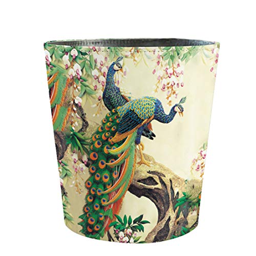 Scakbyer 10L/2.64 Gallon Trash Can, Decorative Waste Basket, PU Leather