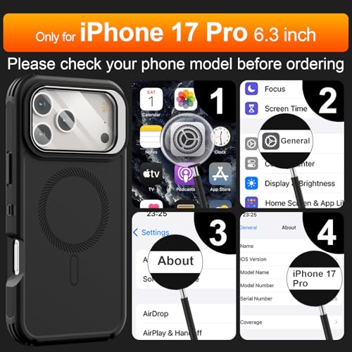 Follaroma for iPhone 17 Pro Case,Magnetic,Heavy Duty Case,6.3'',Black by Follaroma - Used condition - Image 8