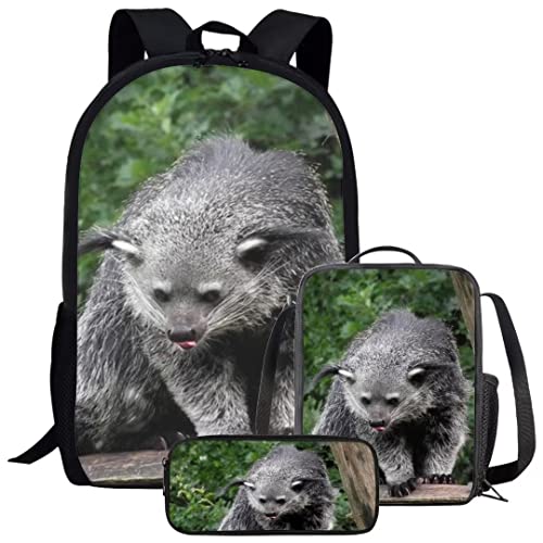 Beauty Collector Binturong Backpack Set for Girls Kids, Animal School Bag Lunch Bag and Pencil Case for Boys - Main Image