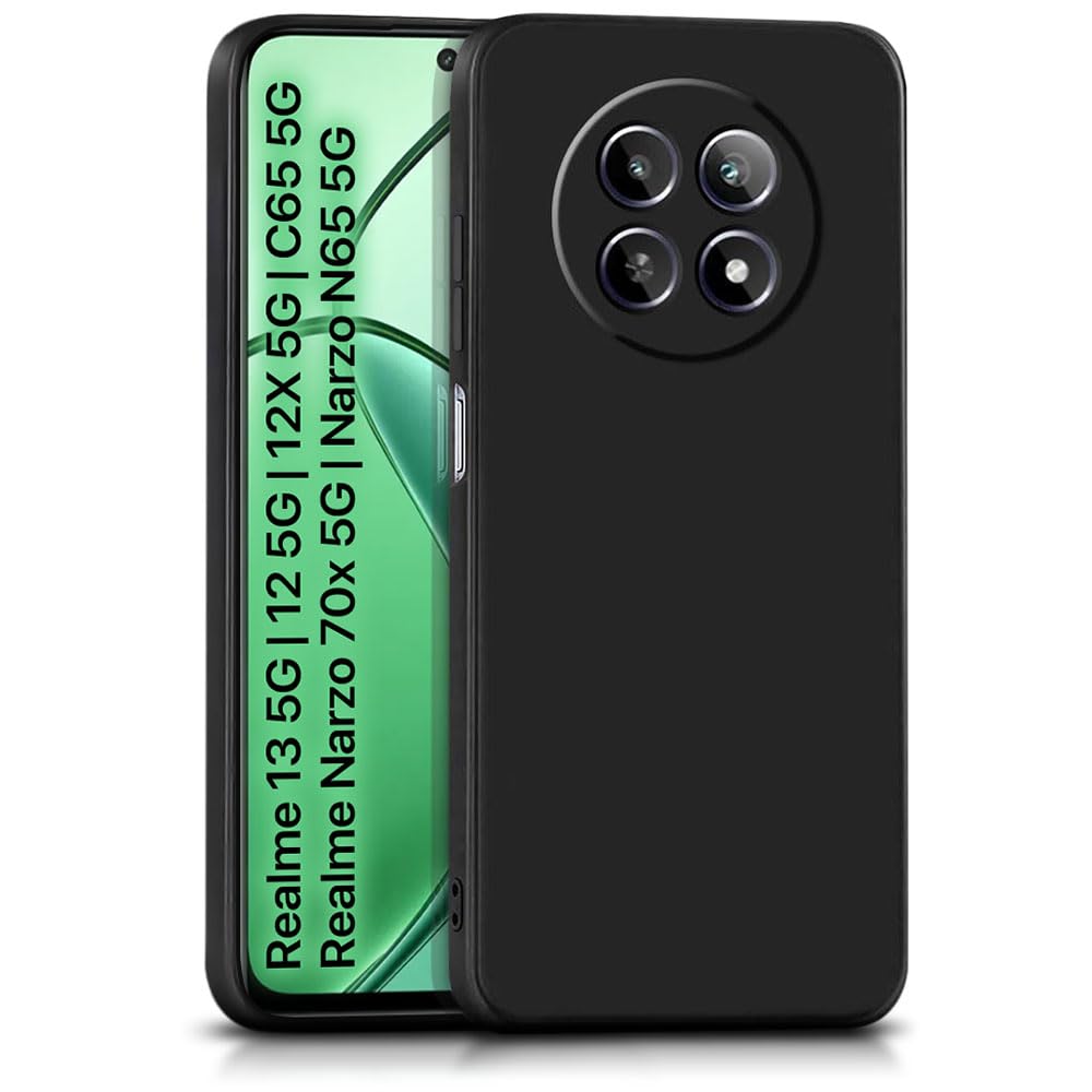 WOW IMAGINE Back Cover for Realme 13 5G | Realme 12 5G | 12X 5G | Narzo 70x 5G | C65 5G | N65 | Slim Soft Rubberised | Inner Velvet Fabric | Silicone Flexible Mobile Case | Camera Protection - Black (B0CXDYNYZ5) Amazon Price History, Amazon Price Tracker
