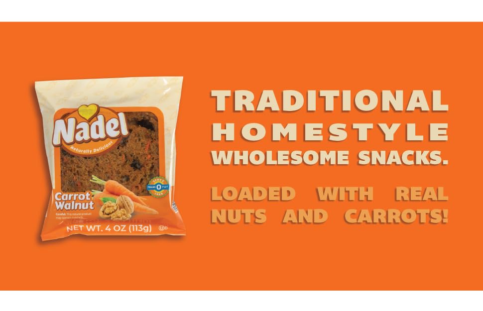 Image of Nadel - NATURALLY DELICIOUS CARROT CAKE SLICES (4 Pack) Sweet Breads & Cakes, Back to School lunch snack, breakfast bar