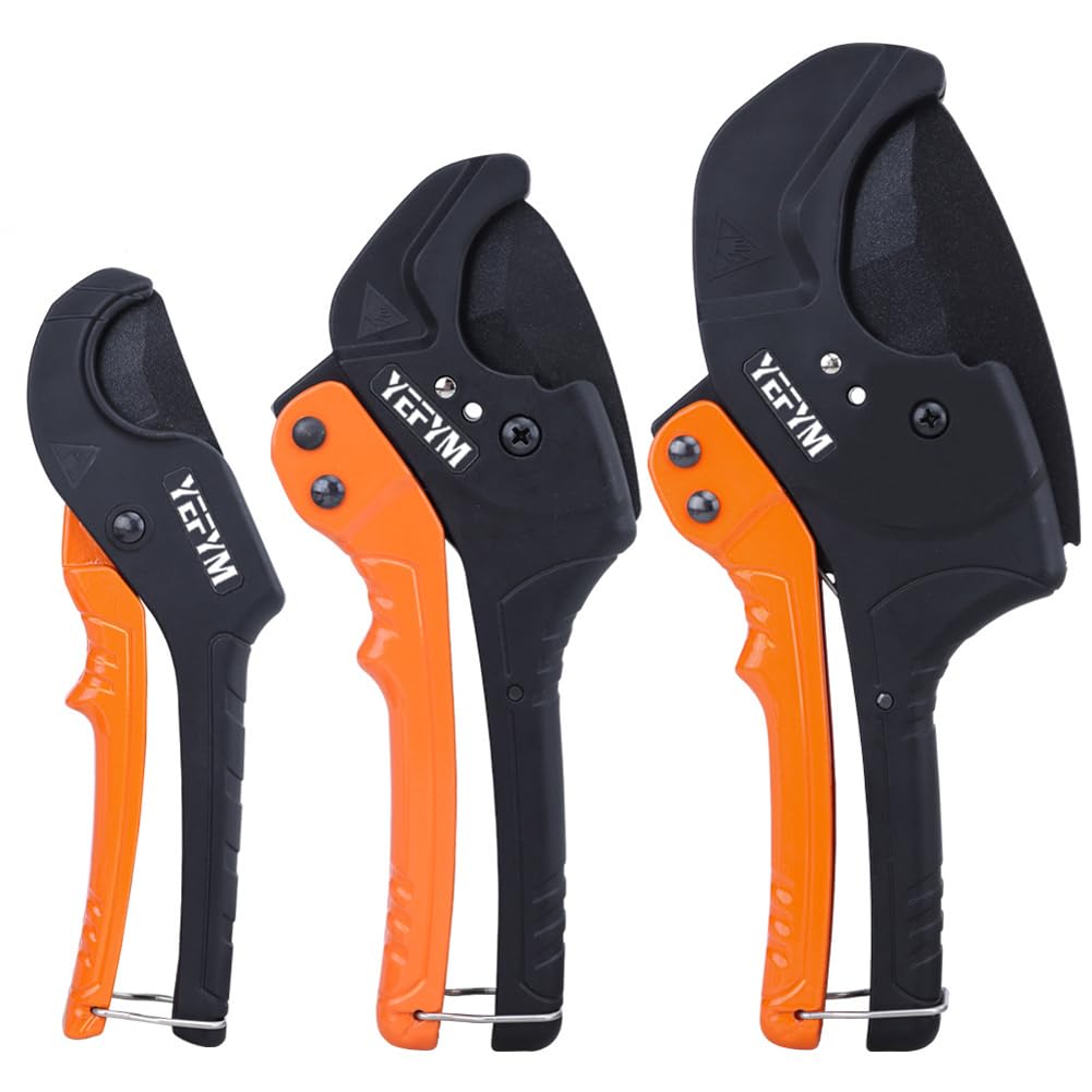 42mm PVC Pipe Cutter,1Pack Heavy Duty Ratcheting Tube Cutting Tool with SK5 Blade,Plastic Pipe Cutter for PEX PPR Rubber Hoses and Plumbing Pipes