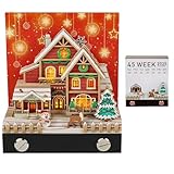 HXCQYGL 3Dカレンダーメモパッド 2026 デスクカレンダー 3D マジック キャッスル ウィークリー カレンダー メモ帳 ライト付き クリエイティブ デスク カレンダー DIY 紙彫刻 アート 学校 クラフト ホーム オフィス用 (クリスマス・ハウスA)