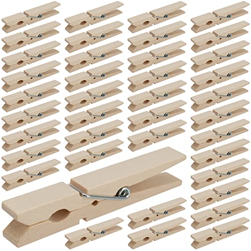 HOZEON 500PCS 2.8 Inch Natural Wooden Clothespins, Small Wood Cli...