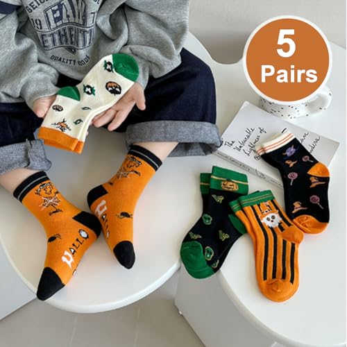 Kids Mid Crew Socks for Boys Girls Cute Cotton Socks 5 Pairs1-12 Years Old3