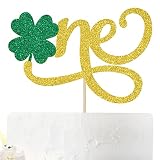 One Shamrock Cake Topper, 1st First Birthday Cake Topper Decoration, Happy St. Patrick's Day Party D